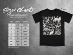 Comfort Colors 1717 heavyweight adult tee size chart with width and length measurements.