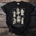 T-shirt featuring "The Old Gods of the East" illustration with seven figures and their names.