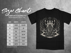 Comfort Colors 1717 heavyweight t-shirt size chart with width and length measurements.