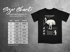 Comfort Colors 1717 size chart with Southern Cassowary illustration.