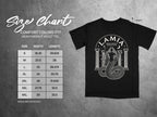 Comfort Colors 1717 garment size chart in inches.