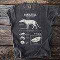 Dark t-shirt with Pakicetus illustration and anatomical details.