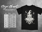 Size chart for Comfort Colors 1717 heavyweight adult tee with measurements in inches.