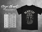 Comfort Colors 1717 size chart for heavyweight adult tee with black cat graphic.