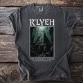 T-shirt with R'LYEH graphic and text: The Drowned Choir, Even Death May Die.