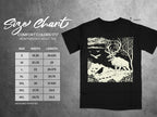 Comfort Colors 1717 heavyweight adult tee size chart with width and length measurements.