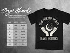 Size chart for Comfort Colors 1717 heavyweight adult tee with graphic. Measured in inches.