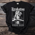 Black t-shirt with Krakatoa volcanic eruption graphic and text about August 27, 1883.
