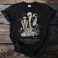 Black t-shirt with botanical illustration of carnivorous plants labeled "The Carnivorous Cabinet".