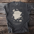 Dark gray t-shirt featuring an illustrated map titled "The Old Country".