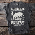 Tardigrade temporarily unavailable, please add water, with scientific illustrations.
