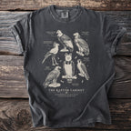 T-shirt with scientific illustrations of raptors including condors, eagles, falcons, and vultures.