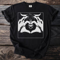 Black t-shirt with bull's head framed by hands making a heart shape.
