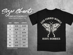 Comfort Colors 1717 heavyweight adult tee size chart with a moth graphic.