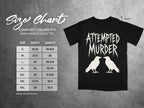 Size chart for black Comfort Colors 1717 heavyweight adult tee with raven graphic.
