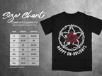 Comfort Colors 1717 heavyweight adult tee size chart showing width and length in inches.