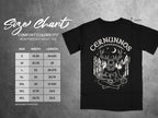 Comfort Colors 1717 heavyweight adult tee size chart with garment dimensions.