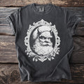 Dark gray t-shirt showing Krampus portrait inside an ornate gilt frame.