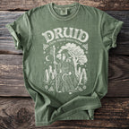 Green t-shirt with "DRUID CELTIC FOREST PRIEST PAGAN" text and graphic.