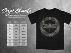 Comfort Colors 1717 size chart for heavyweight adult tee with dragonfly graphic.