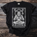 Black t-shirt with Cernunnos illustration, hands forming a heart, and text "CERNUNNOS".