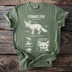 Green t-shirt with Fennec Fox illustration and educational details.