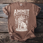 Brown t-shirt with Ammit Egyptian Soul Devourer Myth graphic.