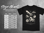 Comfort Colors 1717 heavyweight tee size chart with cephalopod illustrations.