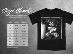 Comfort Colors 1717 heavyweight adult tee size chart with graphic of a wolf.
