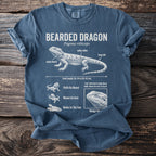 Bearded Dragon diagram showing anatomy, length, and behaviors with text labels.