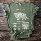 Green t-shirt with Pallas's Cat illustration and scientific information.