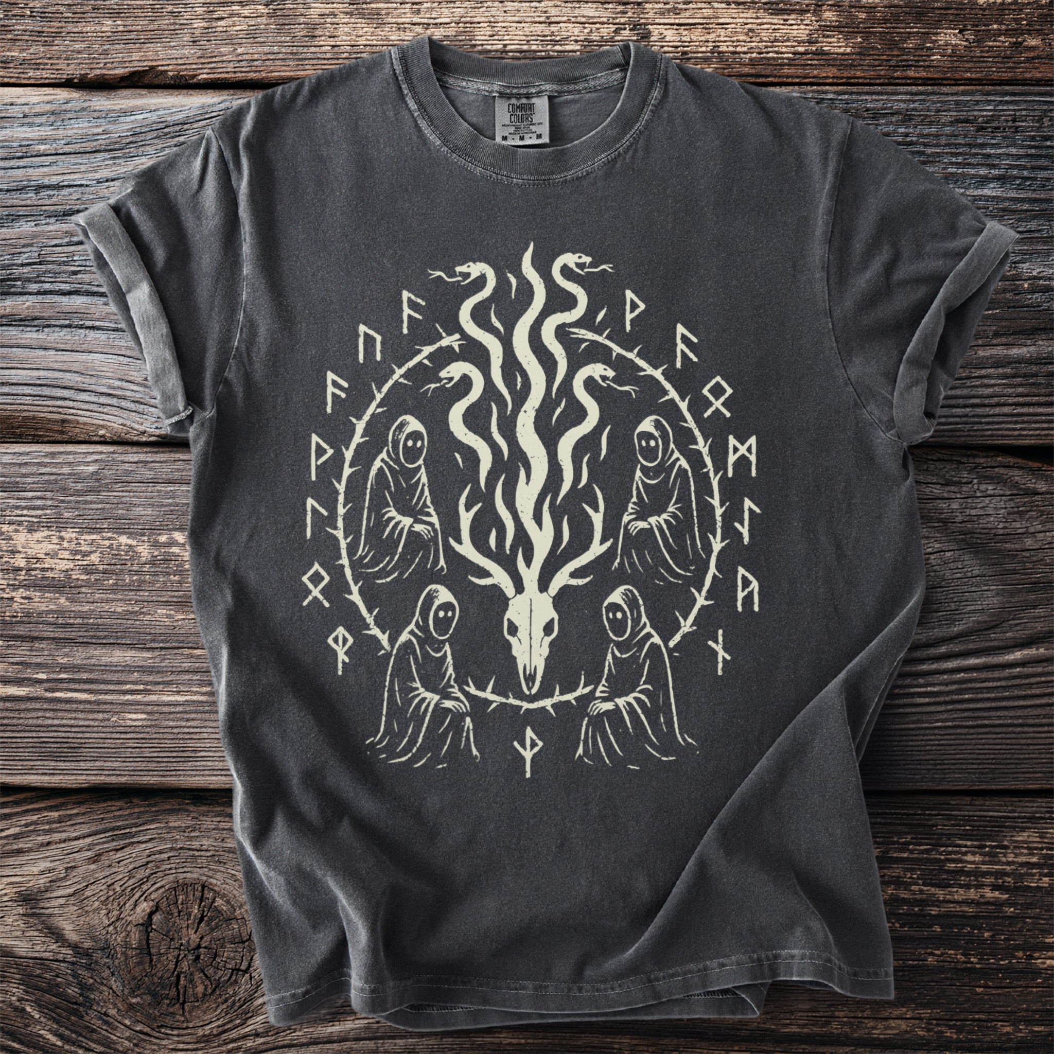Runic Circle: Goat Skull and Serpents