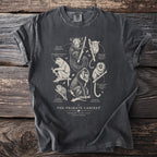 T-shirt with illustrated primates: Aye-aye, Proboscis Monkey, Tarsier, Tamarin, Marmoset, and Mandrill.