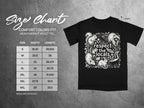 Size chart for Comfort Colors 1717 heavyweight adult tee with woodland creature graphic.