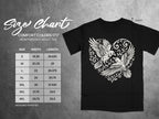 Comfort Colors 1717 heavyweight adult tee size chart with width and length measurements.