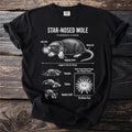 Black t-shirt with a detailed illustration of a star-nosed mole and its features.