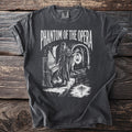 Phantom of the Opera t-shirt with graphic of character by organ and boat.