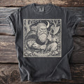 Dark grey t-shirt with a black and white print of a Viking warrior holding an axe.
