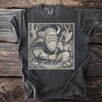 Dark grey t-shirt with a black and white print of a Viking warrior holding an axe.