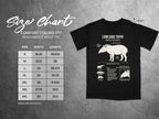 Comfort Colors 1717 heavyweight adult tee size chart with lowland tapir illustration.