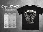 Comfort Colors 1717 size chart for Mothman graphic heavyweight adult tee.