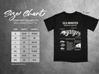 Comfort Colors 1717 heavyweight adult tee size chart with Gila Monster graphic.