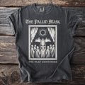 Dark t-shirt with "The Pallid Mask" and "The Play Continues" text and a graphic.