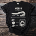 Black t-shirt with Hagfish anatomical diagram and descriptive text.