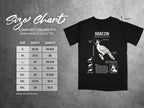 Comfort Colors 1717 size chart with hoatzin bird graphic and measurements.