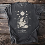 T-shirt with "The Star" tarot card illustration and descriptive text.