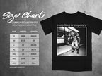 Size chart for Comfort Colors 1717 heavyweight adult tee with a wolf graphic.