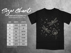 Comfort Colors 1717 size chart with width and length measurements for adult tees.