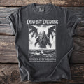 T-shirt with "Dead But Dreaming" and tentacled creature graphic.