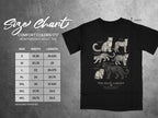 Comfort Colors 1717 tee size chart with illustrations of wild cats.